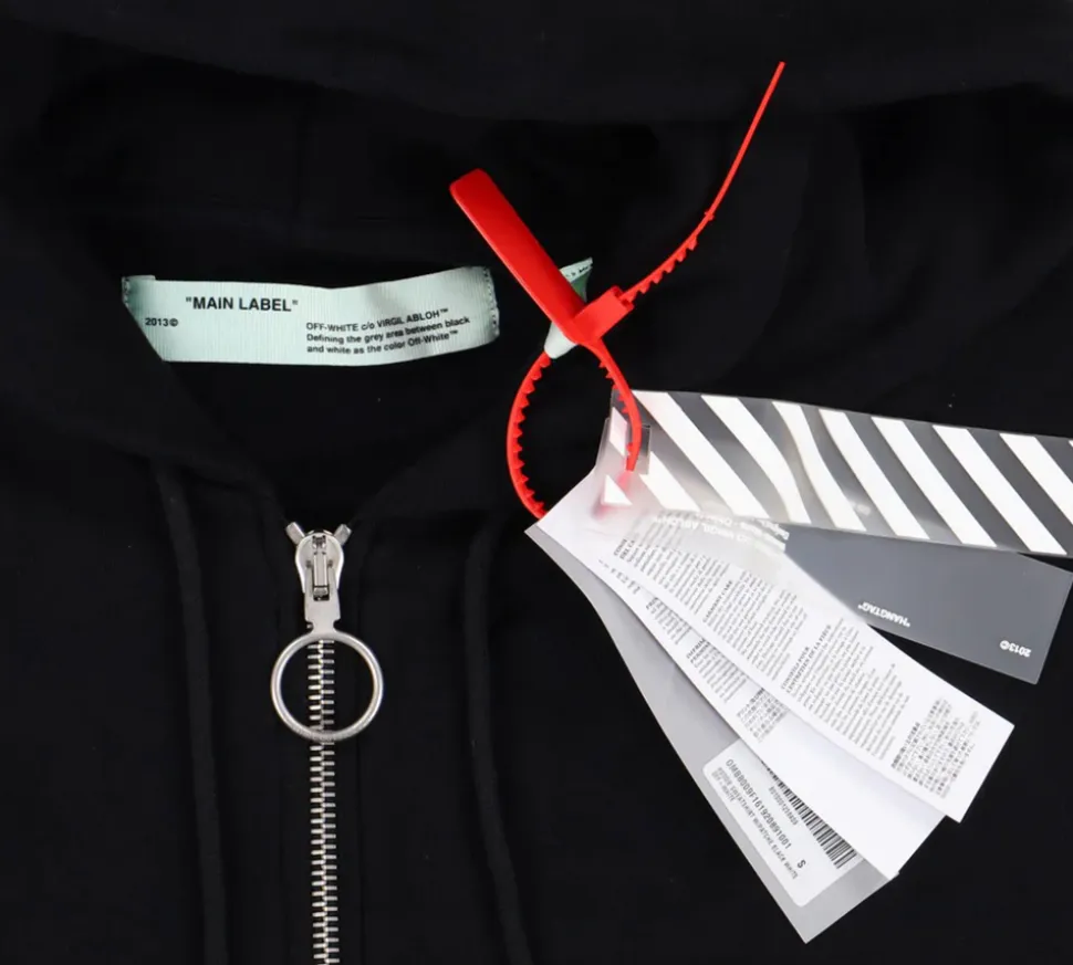 OFF-WHITE c/o Virgil Abloh Patches Zip Hoodie - Black