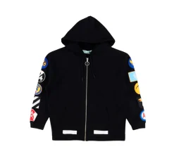 OFF-WHITE c/o Virgil Abloh Patches Zip Hoodie - Black