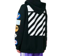 OFF-WHITE c/o Virgil Abloh Patches Zip Hoodie - Black