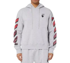 OFF-WHITE Marker Hoodie - Grey/Red