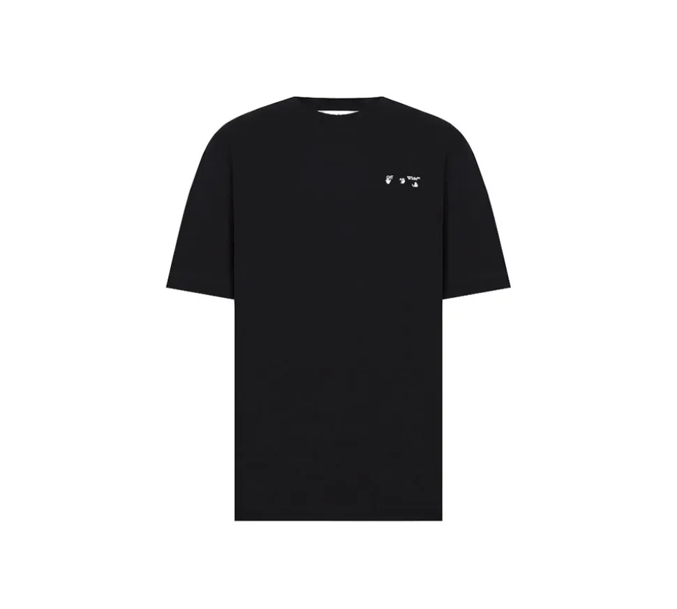 Off-White T-shirt with Textured Logo – Black