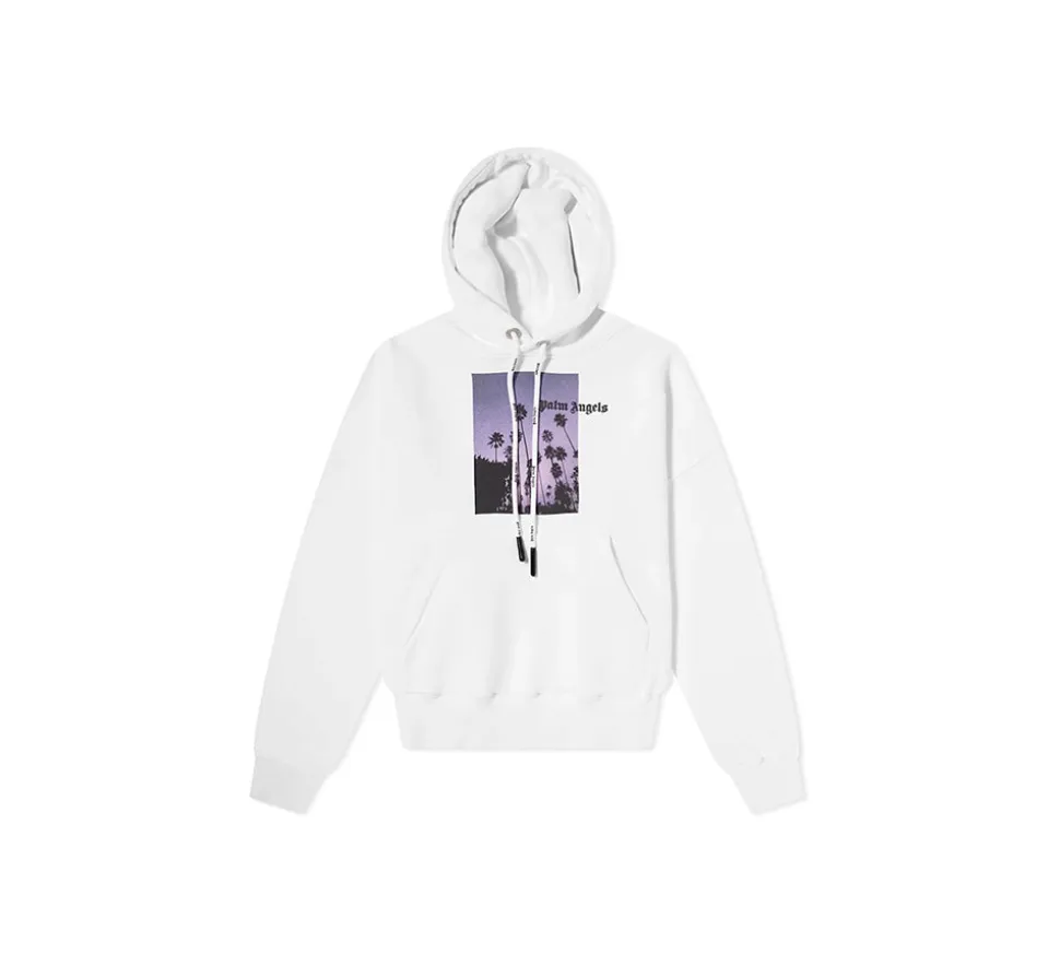 Palm Angels Stars and Palms Popover Hoodie - White