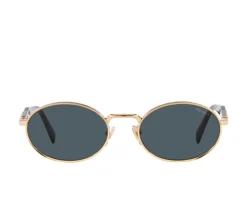 Prada Heritage Oval Metal Sunglasses - Black / Gold