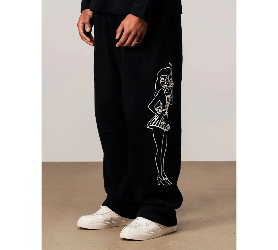 Realm Opo "WAITRESSES" Trackpants - Black