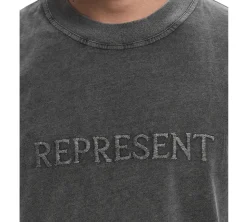 Represent Embroidered Serif Logo T-shirt - Vintage Grey