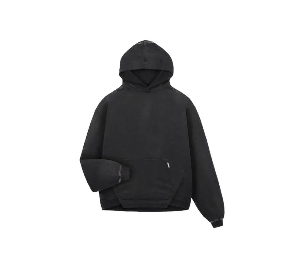 Represent Initial Boxy Hoodie - Washed Black