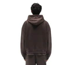 Represent Initial Boxy Zip Through Hoodie - Coffee