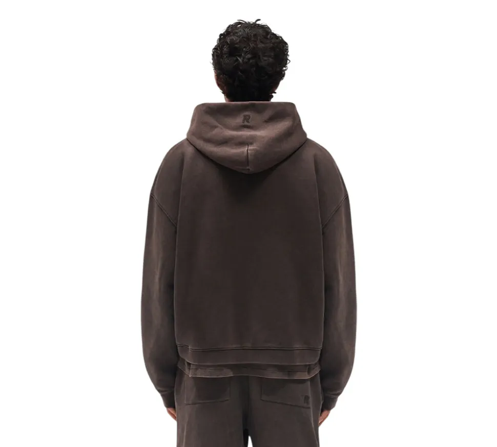 Represent Initial Boxy Zip Through Hoodie - Coffee
