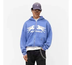 Represent Pegasus Zip Through Hoodie - Indigo