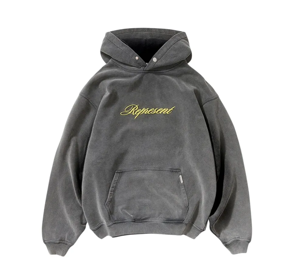 Represent Script Logo Hoodie - Vintage Grey