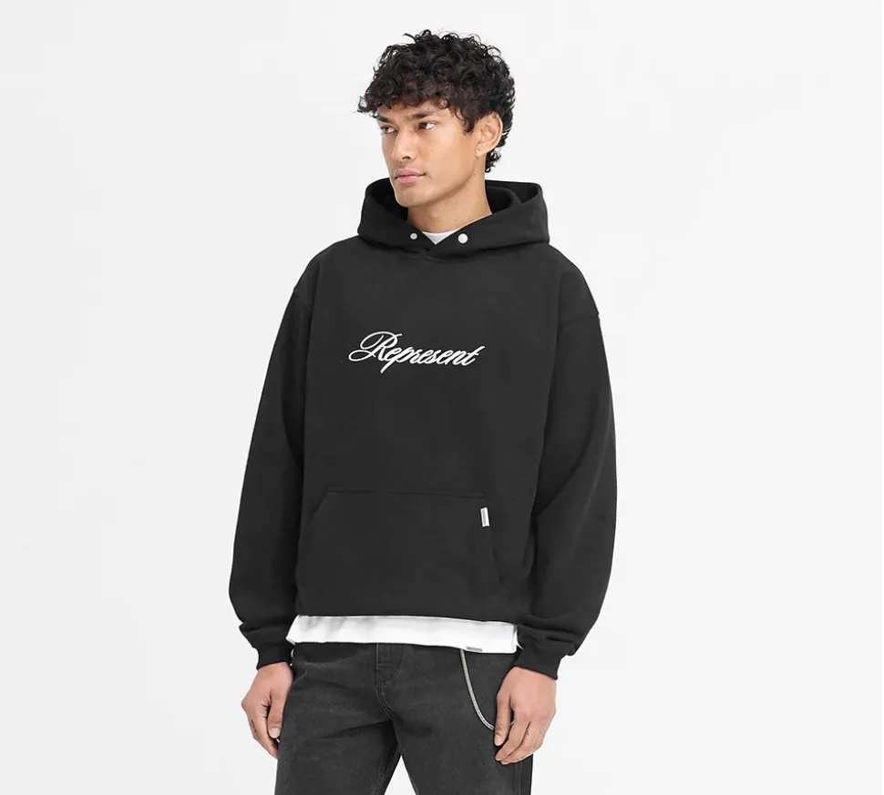 Represent Script Logo Hoodie - Black