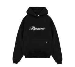Represent Script Logo Hoodie - Black