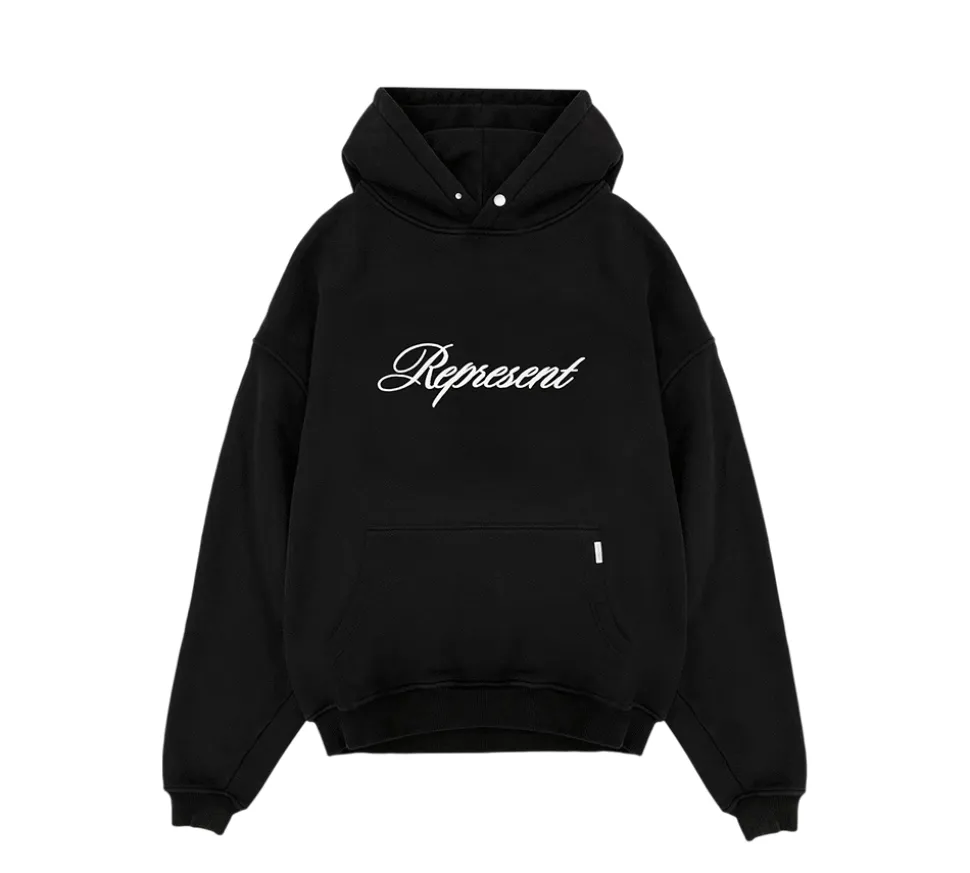 Represent Script Logo Hoodie - Black