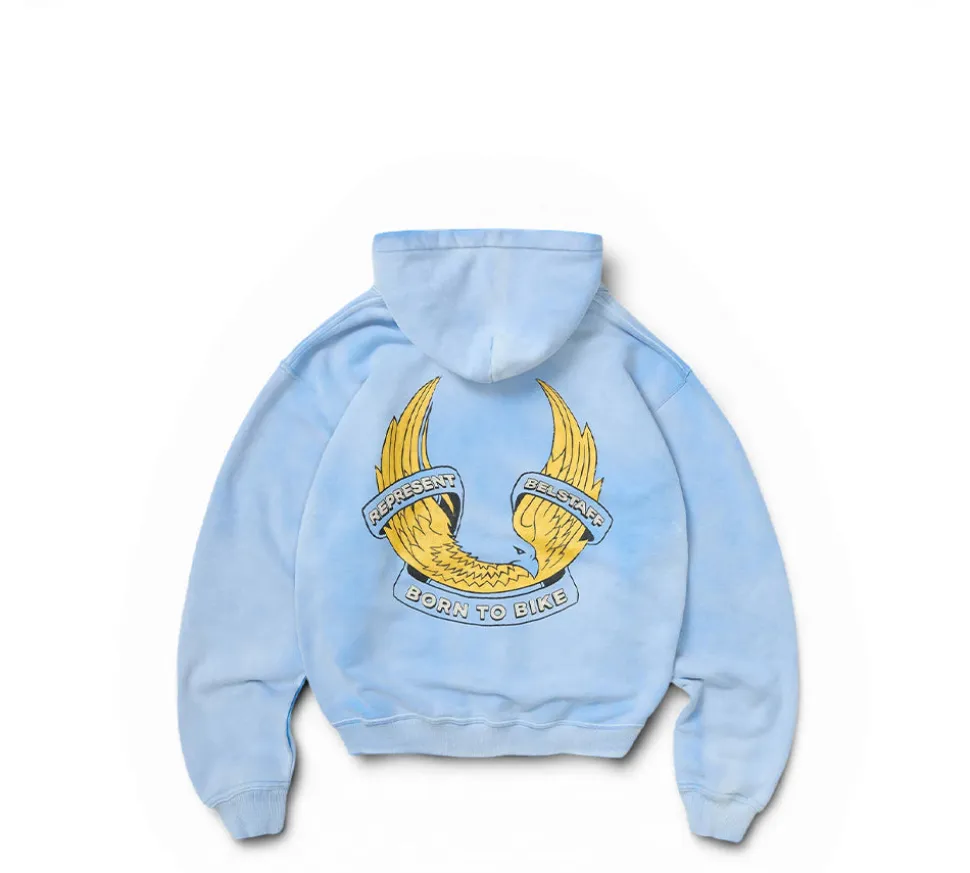 Represent X Belstaff Born To Bike Hoodie - Mid Blue