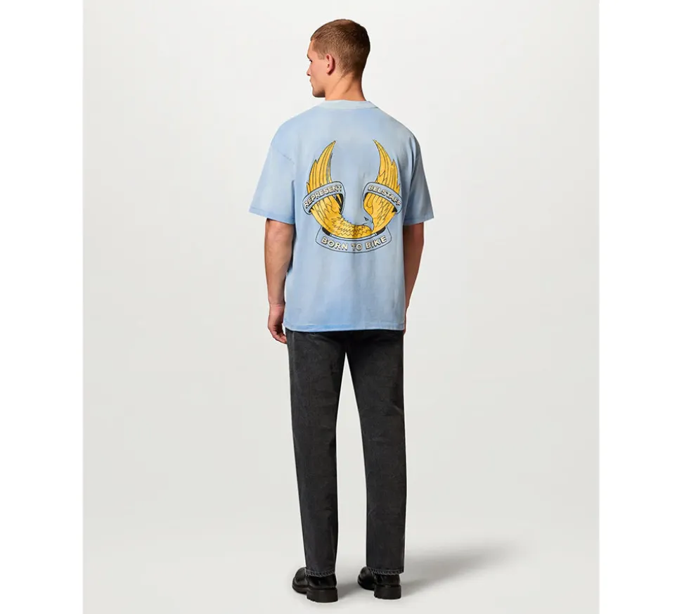 Represent X Belstaff Born To Bike T-Shirt - Washed Blue