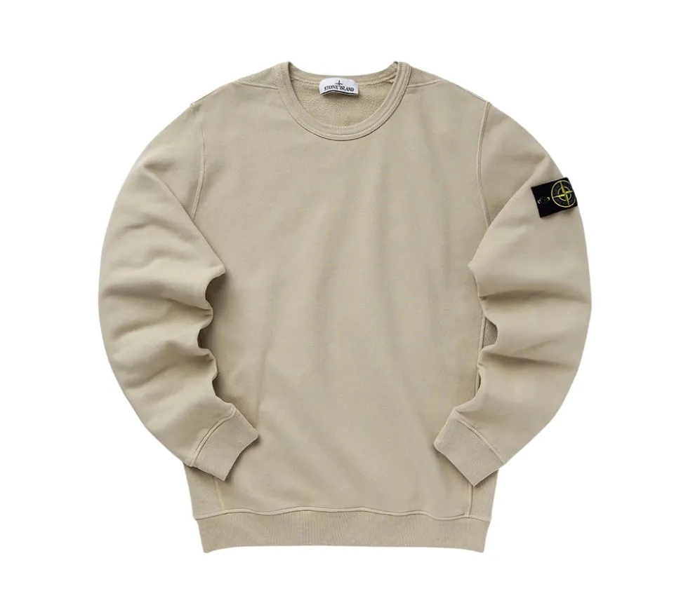 Stone Island Brushed Organic Cotton Fleece Crewneck - Plaster