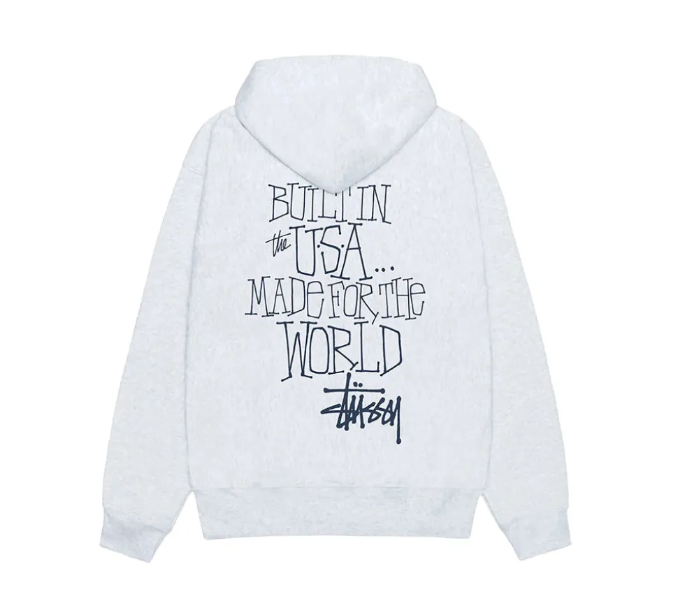 Stüssy Built in USA Hoodie - Ash Heather