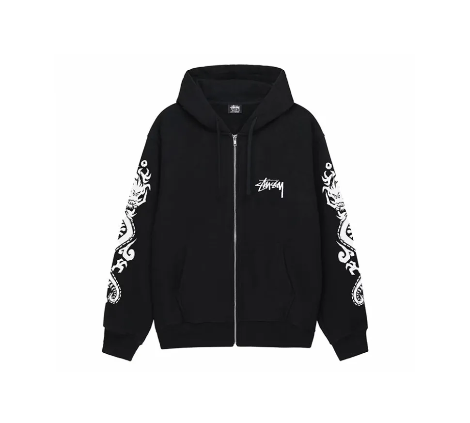 Stüssy Dragons Zip Hoodie - Black