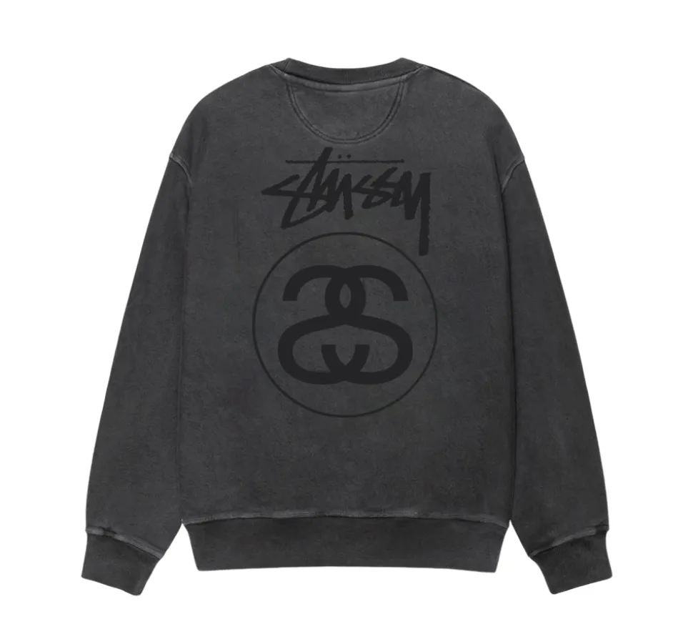 Stüssy Stock Link Pigment Dyed Crewneck - Black