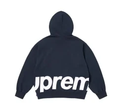Supreme Big Logo Zip Up Hooded Sweatshirt - Navy