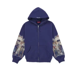 Supreme Michael Jackson Dangerous Zip Up Hooded Sweatshirt - Washed Navy