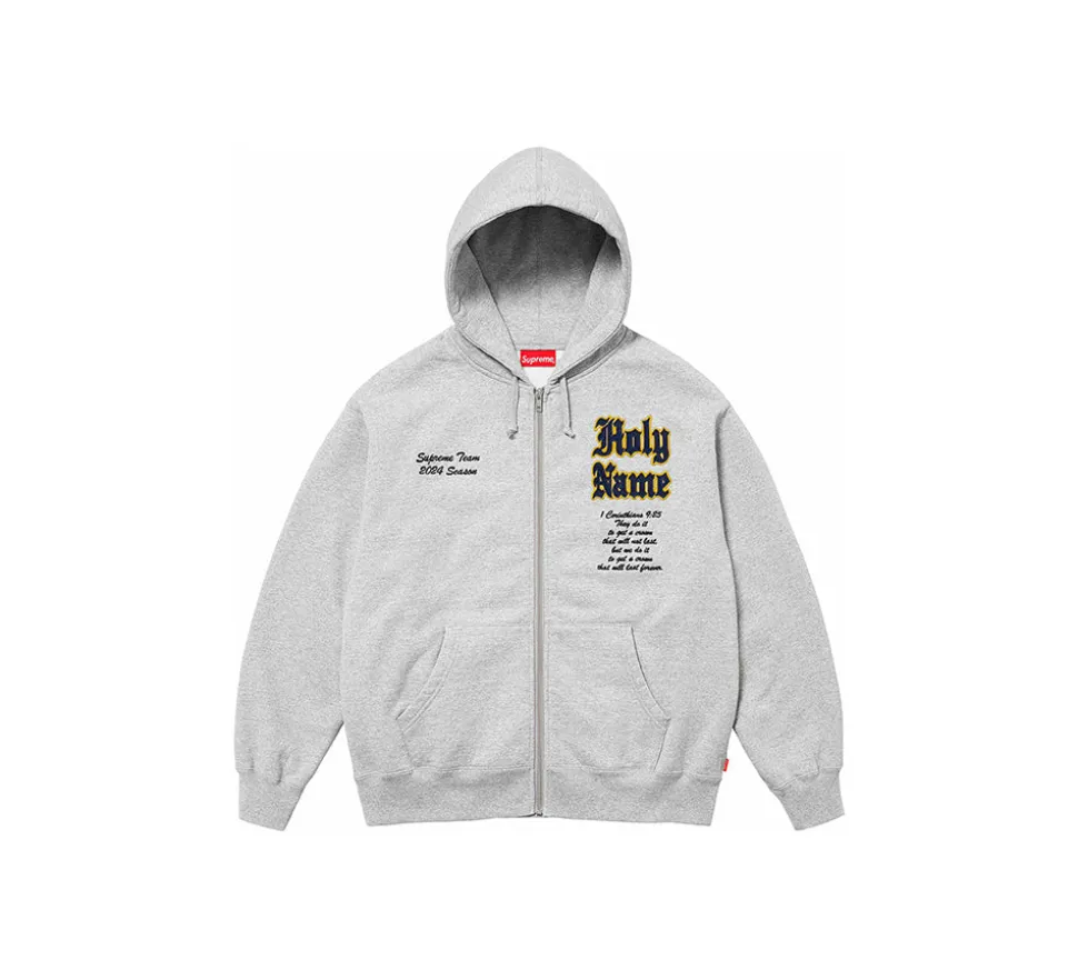 Supreme Salvation Zip Up Hooded Sweatshirt - Heather Grey