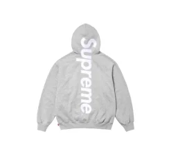 Supreme Satin Applique Hooded Sweatshirt (FW24) - Heather Grey