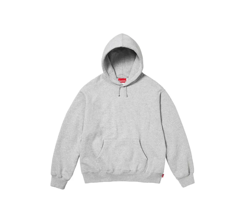 Supreme Satin Applique Hooded Sweatshirt (FW24) - Heather Grey