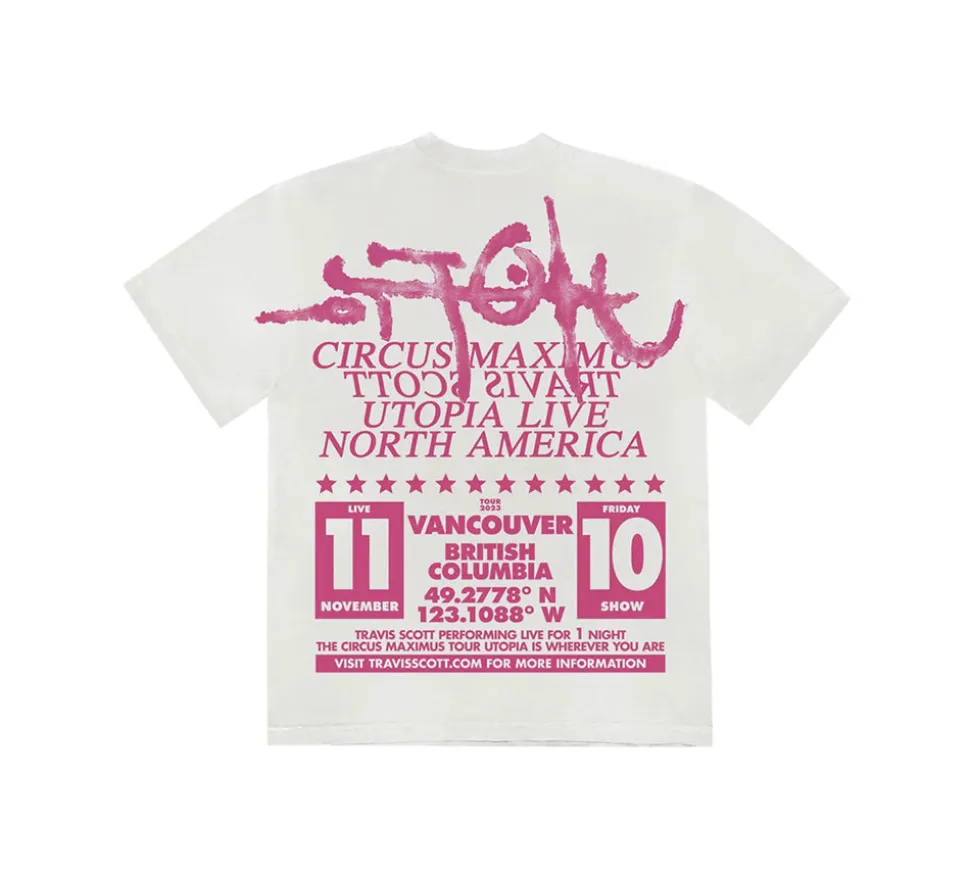 Travis Scott Utopia Is In Vancouver Exclusive Circus Maximus T-shirt - WHITE