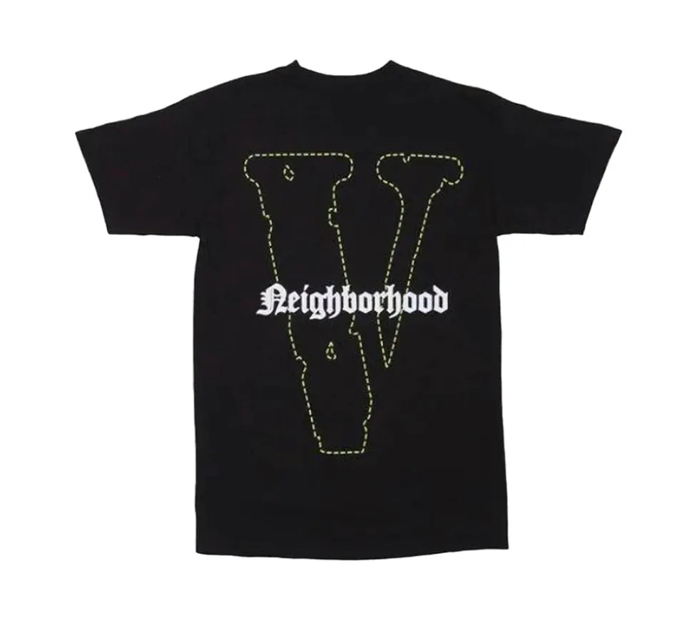 Vlone x Neighborhood Skull T-shirt Black/Yellow